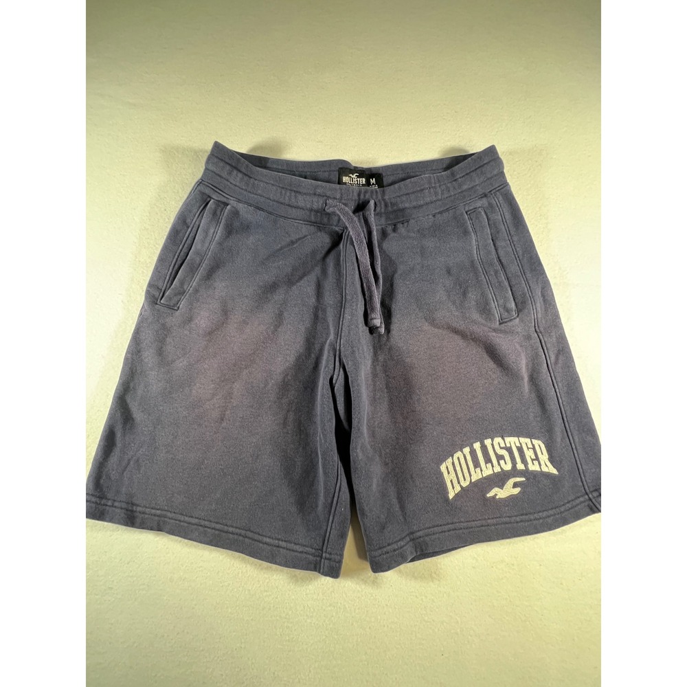 Hollister California Mens M Navy Blue Fleece Sweat Shorts Elastic Drawstring